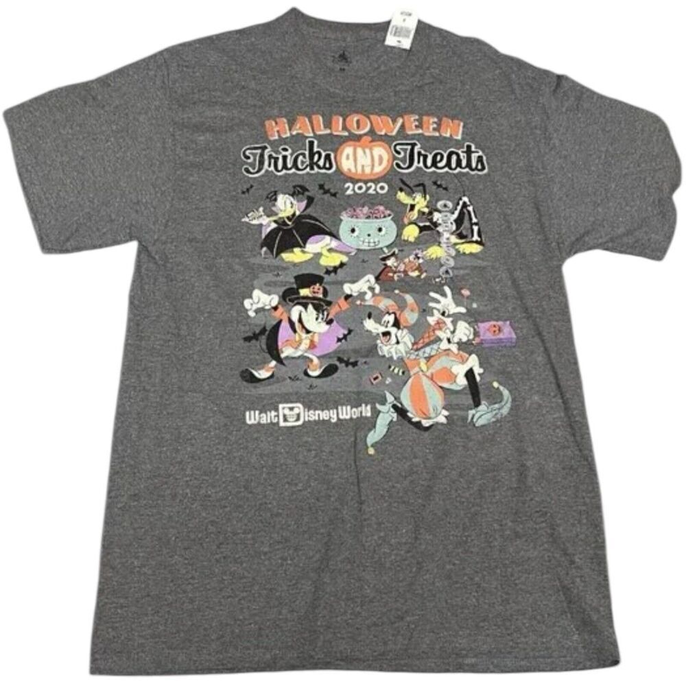 Disney Halloween T Shirt Adult M Grey Parks Parade Donald Mickey Goofy Vampire